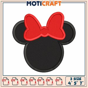 Minnie Mouse Bow Embroidery Patch Design for All Embroidery Machines