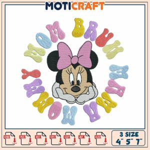 Minnie Mouse Birthday Embroidery Design