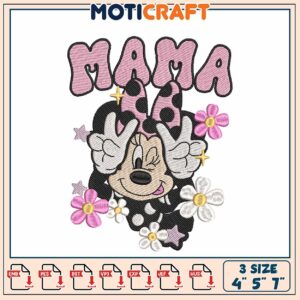 Minnie Mama Embroidery Design 4x5x7