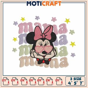 Minnie Mama Embroidery Design 4x5x7 Inch