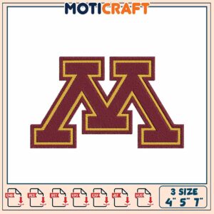 Minnesota Golden Gophers M Embroidery Design