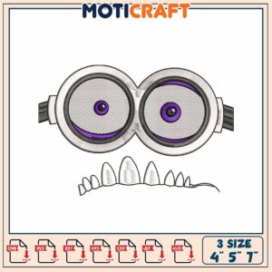 Minion Face Embroidery Design 4x5x7 Inch