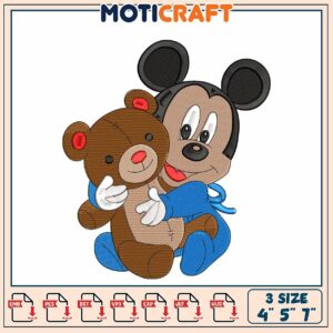 Mickey Mouse Teddy Bear Embroidery Design