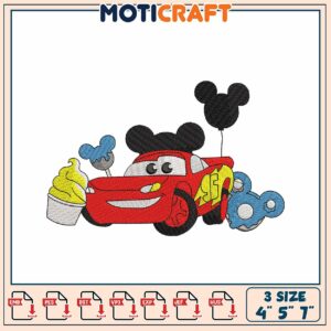 Mickey Mouse Lightning McQueen Embroidery Design