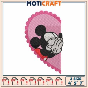 Mickey Mouse Heart Embroidery Design