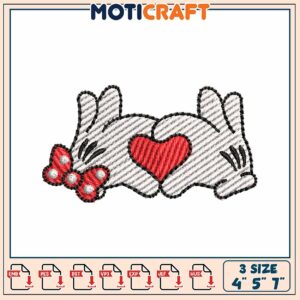 Mickey Mouse Hands Heart Embroidery Design