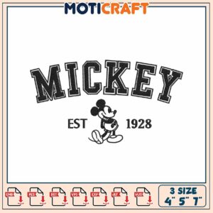 Mickey Mouse Embroidery Design 4x5x7