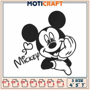 Mickey Mouse Embroidery Design 4x7 Inch