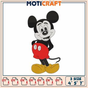 Mickey Mouse Embroidery Design 3 Sizes