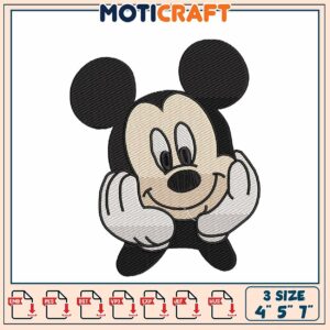 Mickey Mouse Embroidery Design 3 Sizes