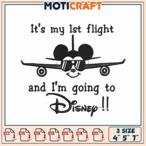 Mickey Mouse Disney Flight Embroidery Design