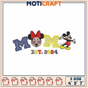 Mickey Minnie Mom Embroidery Design