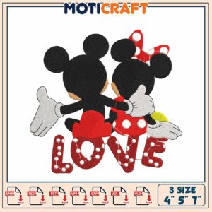 Mickey Minnie Love Embroidery Design