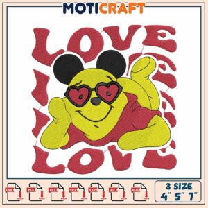 Mickey Love Embroidery Design