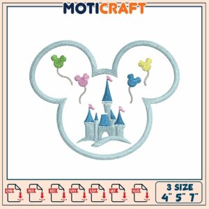 Mickey Castle Embroidery Design