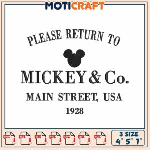 Mickey & Co Embroidery Design 4x5x7 Inch