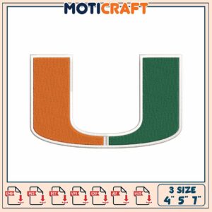 Miami U Embroidery Design 4x5x7 Inch