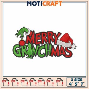 Merry Grinchmas Embroidery Design