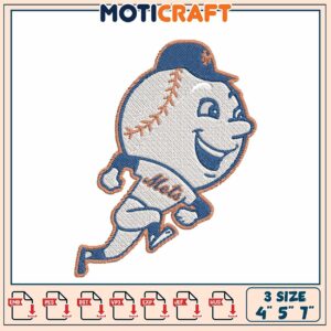 Mets Baseball Mascot Embroidery Design