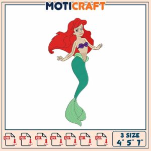 Mermaid Embroidery Pattern Downloadable Design for Crafts