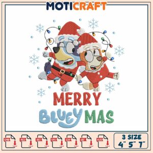 Merry Bluey Mas Embroidery Design for Festive Celebrations