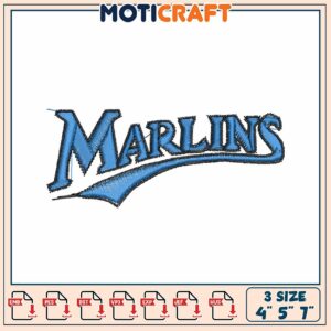 Marlins Embroidery Design 3 Sizes