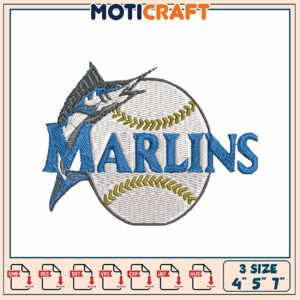 Marlins Baseball Embroidery Design