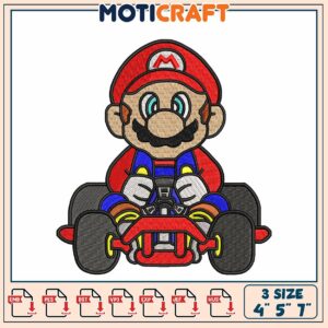 Mario Kart Embroidery Design, 3 Sizes