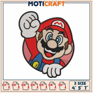 Mario Embroidery Design 4x5x7 Inch