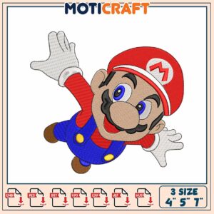 Mario Embroidery Design 3 Sizes 4x5x7 Inch