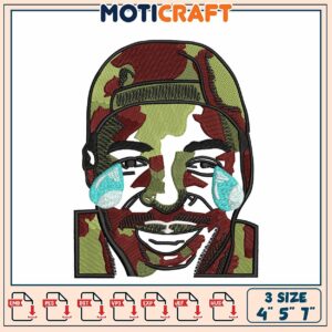 Man Face Embroidery Design 4x5x7 Inch