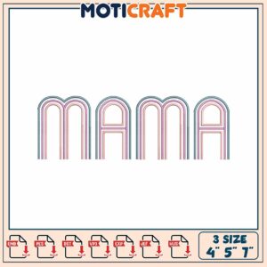 Mama Rainbow Embroidery Design