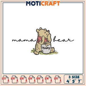 Mama Bear Winnie the Pooh Embroidery Design