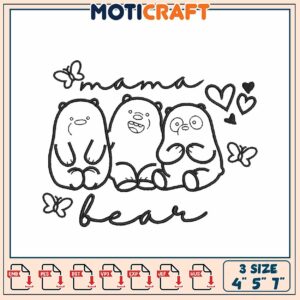 Mama Bear Embroidery Pattern with Cute Bear Designs to Sew