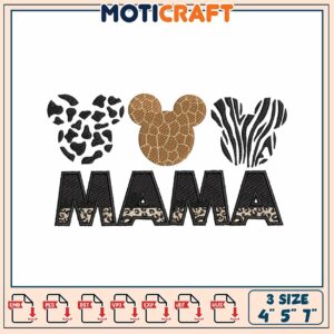 Mama Animal Print Embroidery Design