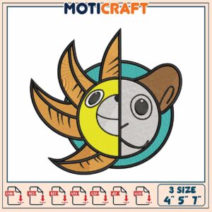 Luffy Sun Animal Embroidery Design 3 Sizes