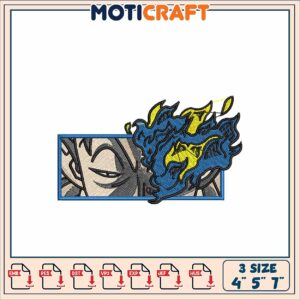 Luffy Flame Embroidery Design 3 Sizes