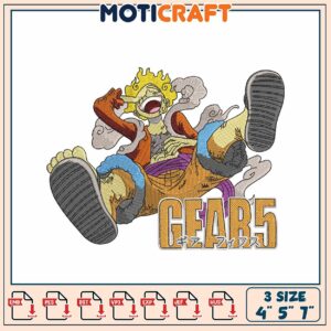 Luffy Gear 5 Embroidery Design