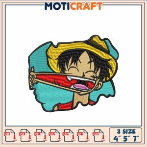 Luffy Embroidery Design for Patches in Multiple Sizes Formats