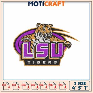 LSU Tigers Embroidery Design 4x5x7 Inch