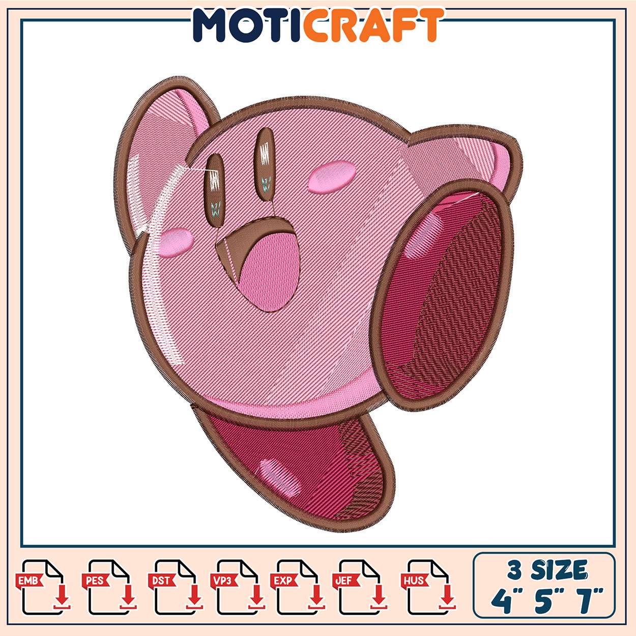 Kirby Embroidery Design 4x5x7 Inch Kirby Embroidery Design 4x5x7 Inch