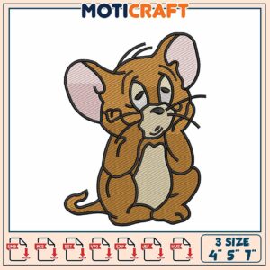 Jerry Mouse Embroidery Design 3 Sizes