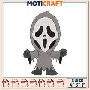 Option 1 (Focus on character) Ghostface Embroidery Design 4x5x7 Inch