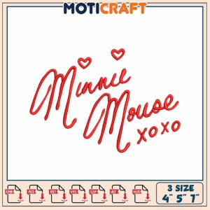 Minnie Mouse Embroidery Design Instant Download in Three Sizes