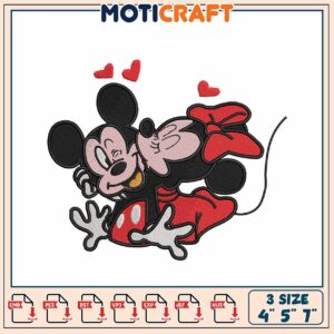 Minnie & Mickey Kiss Embroidery Design