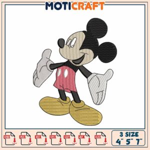 Mickey Mouse Embroidery Design for Machine 3 Sizes Available