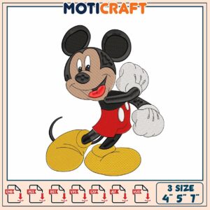 Mickey Mouse Embroidery Design for DIY Projects in Three Sizes