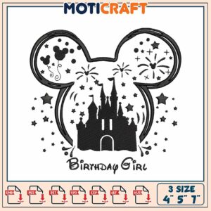 Mickey Birthday Girl Embroidery Design