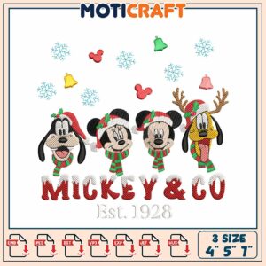 Mickey & Co Christmas Embroidery Design