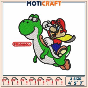 Mario Yoshi Embroidery Design 4x5x7 Inches